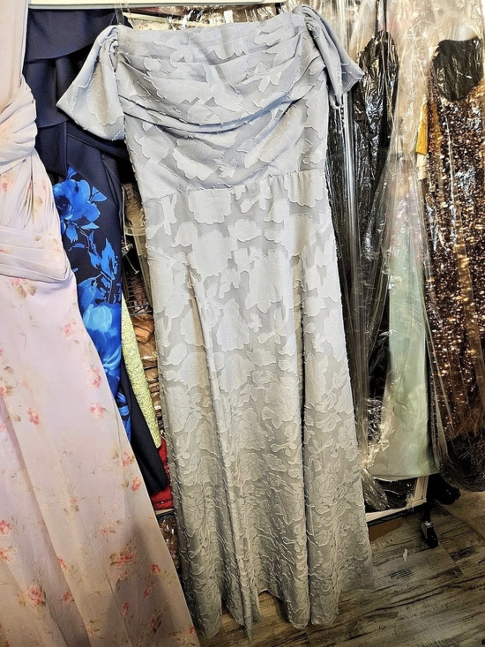 Small- 4- 6 Max Floral Ankle Length Dress in Baby Blue  NWT